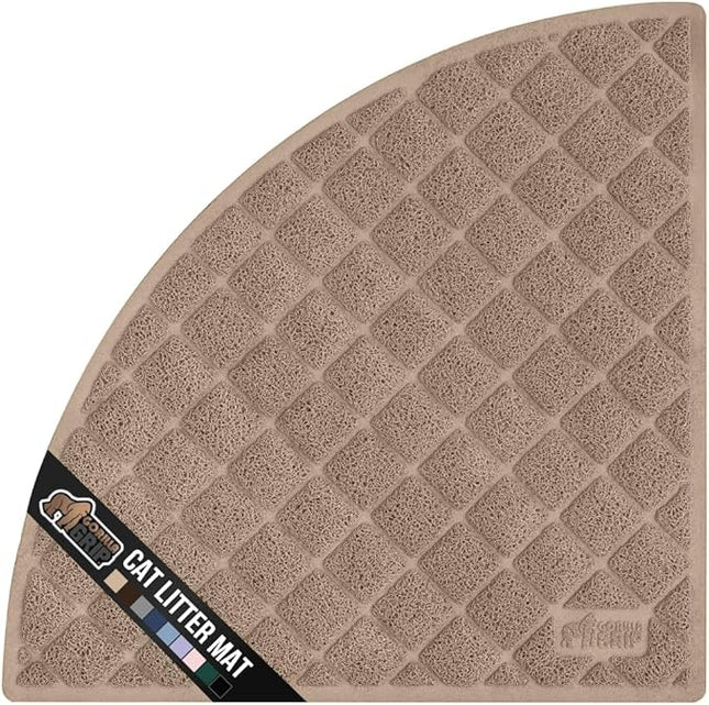 GORILLA GRIP Cat Litter Box Mat, 32x32, Water Resistant, US Designed Kitty Litter Trapping Mats, Easy to Clean, Scatter Control, Less Mess and Clean Floors, Kitten Supplies for Indoor Cats, Beige
