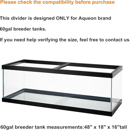 Acrylic Aquarium Divider Kit 5.5/10 / 20L / 20H / 29 / 40B / 55/75 / 125gal Fish Tank with Suction Cups (60gal Breeder)