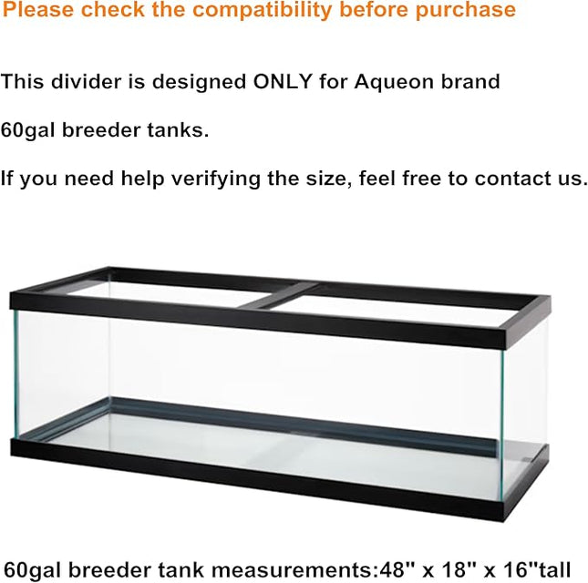 Acrylic Aquarium Divider Kit 5.5/10 / 20L / 20H / 29 / 40B / 55/75 / 125gal Fish Tank with Suction Cups (60gal Breeder)