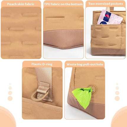 Petsfit Small Dog Carrier Purse, Portable Pet Carrier Tote Cat Carrier with Pockets, Adjustable Safety Leash, Poop Dispenser, Waterproof TPU Bottom,Khaki