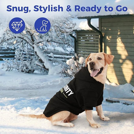 BINGPET Security USA Dog Sweater with Hood and Leash Hole,Warm Fleece Dog Hoodie & Winter Coat for Small to Large Dogs,Cold Weather Pet Clothes(X-Large)