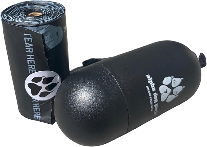 Compostable Dog Poop Bags with Balck Dispenser, Plant-Based, TUV Certified, Unscented, Leak-Proof, 7 Rolls, 105 Bags, Black