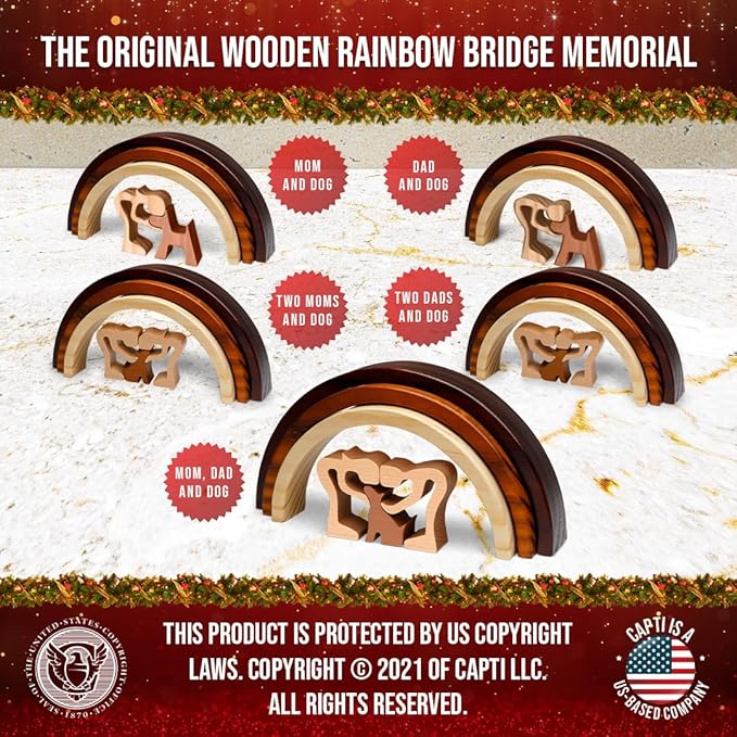 Capti Rainbow Bridge Dog Memorial Gifts, Pet Memorial - I'll Meet You at The Rainbow Bridge - Pet Loss Gifts, Bereavement, Sympathy Keepsake Dog Mom, Dog Dad for Loss of Pet (Dog and Family)