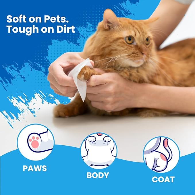 FPN Pet Wipes 240 Pcs – Unscented Bamboo Grooming Wipes for Dogs & Cats Cleaning – No Alcohol or No Harsh Chemicals – Soft – 7x8 in 60 x 4