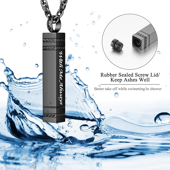 abooxiu Urn Necklace for Ashes Memorial Cremation Jewelry for Ashes Stainless Steel Ashes Jewelry Cube Ashes Necklace Bar Urn Pendant for Women Men