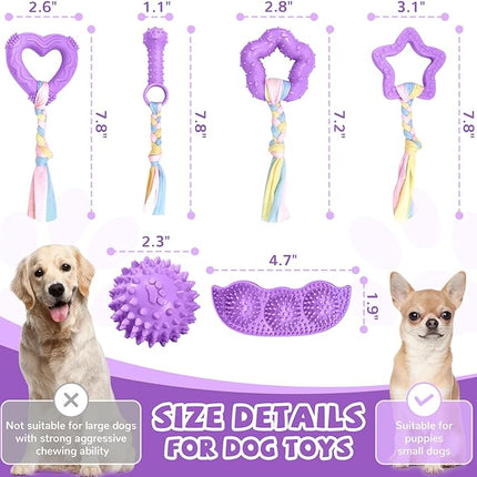 6 Pack Puppy Teething Toys Cute Small Dog Toys Durable Puppy Chew Toy for Teething Essentials Purple Soft Rubber Small Breed Dog Squeaky Balls for Puppies Interactive Doggy Chews Toy Set