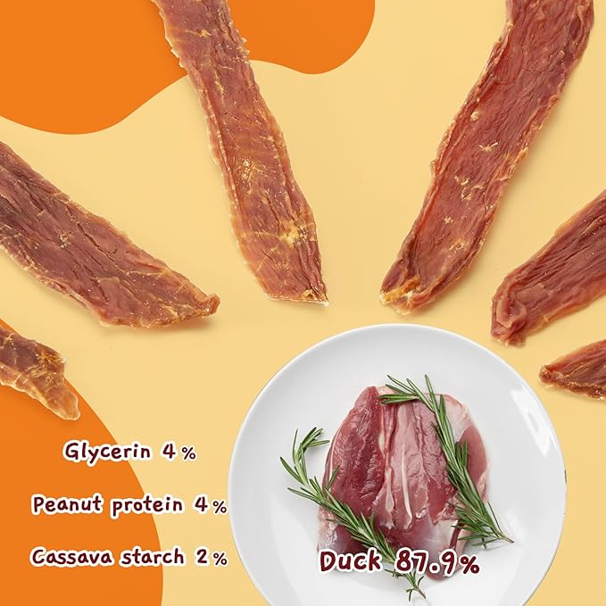 Jungle Calling Dog Treats, Duck Jerky for Dogs, Slow Roasted Snacks for Medium and Large Dogs Chewy Training Treats, 10.6 oz