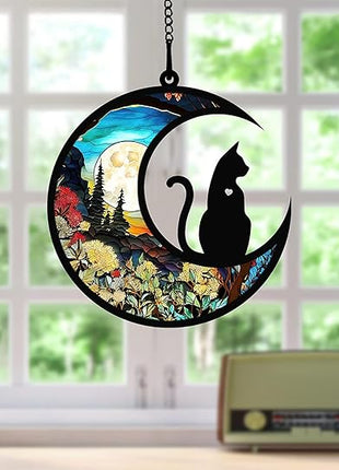 Cat Memorial Suncatcher, Personalized with Name Date Cats Breeds Suncatcher, Pet Loss Memorial Sympathy Gift, Stained Glass Light Catcher, Gifts for Pet Lovers, Christmas Ornament Window Hangings