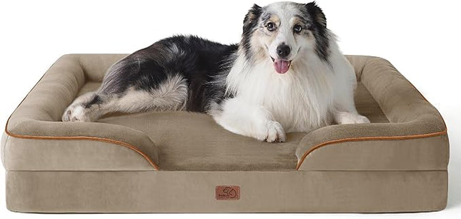Bedsure XL Orthopedic Dog Bed for Extra Large Dogs - Washable XLarge Dog Cat Bed Waterproof, Comfort Dogs Couch Sofa with Washable Removable Cover, Pet Bed with Nonskid Bottom, Hazel, 42"