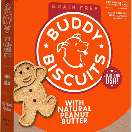 Buddy Biscuits 14 oz. Box of Grain-Free Crunchy Dog Treats Made with Natural Peanut Butter