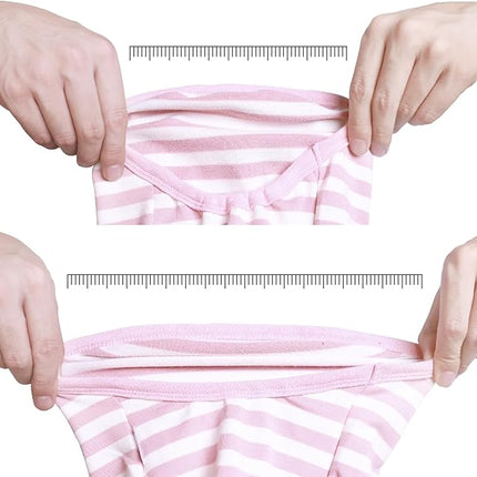 iChoue 2pcs French Bulldog Striped Shirts 100% Breathable Cotton Tank Tops Vests Clothes for Frenchie Dogs, Pink and Purple Stripes, Medium