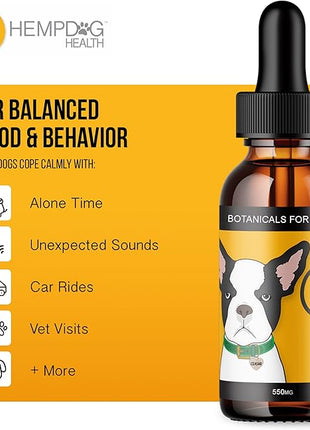 Calm - Pet Hemp Oil for Dogs - Pet Stress Relief & Relaxation - Fireworks, Thunder, Travel, & Separation Support - Natural Dog Calming Drops