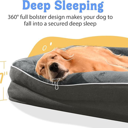 Large Orthopedic Dog Bed Washable - XL Dog Couch Sofa - Four Sides Dogs Beds Waterproof Non-Slip for Large Sized Dogs