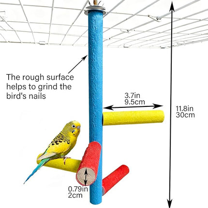Bird Perch Stand Toy Parrot Multi Branch Paw Grinding Stick Cage Accessories Playground Exercise Toys for Parakeet Cockatiel Conures Lovebird Finch