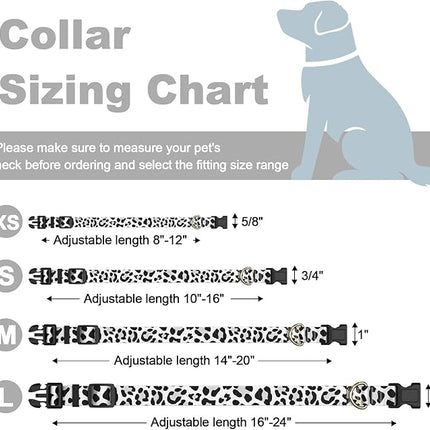 Rnivvi Dog Collar for Small Dogs, Cute Leopard Heavy Duty Adjustable Puppy Collar with Quick Release Buckle for Boy Girl & Female, Pet Accessories for Walking Running, S Length 3/4" Width, White
