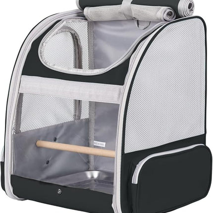 Bird Backpack Carrier with Stand Perch, Bird Travel Backpack for Hiking, Airline Approved Green Bird Backpack