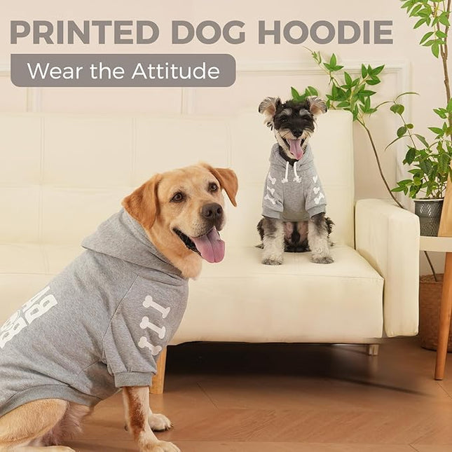 BINGPET Bad to The Bone Dog Sweater with Hood and Leash Hole,Warm Fleece Dog Hoodie & Winter Coat for Small to Large Dogs,Cold Weather Pet Clothes(Small)