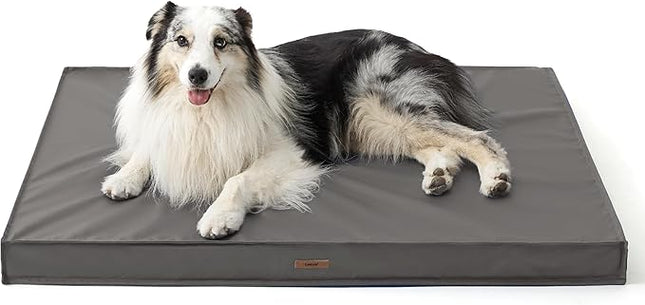 LE SURE Outdoor Waterproof Dog Bed for Large Dogs, Orthopedic Egg Crate Foam Pet Bed with Oxford Fabric Surface and Removable and Durable Cover, Machine Washable, 36''x27'', Grey