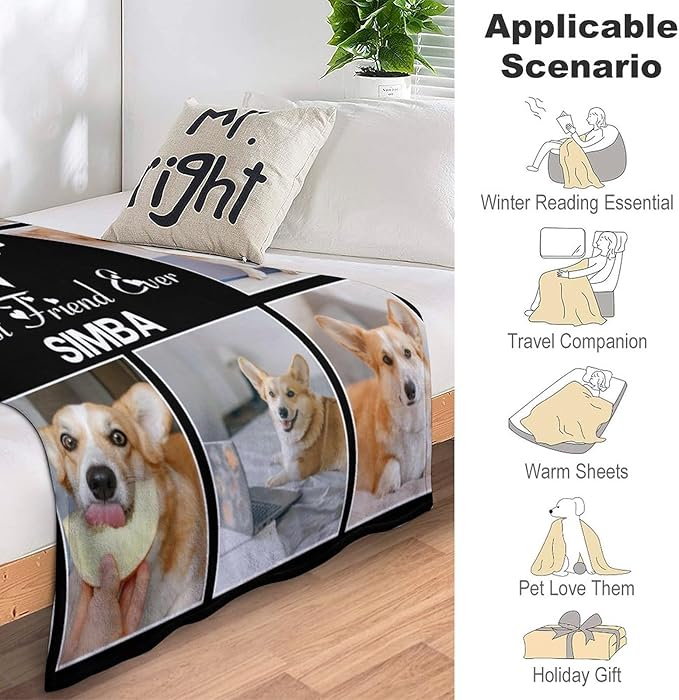 Artsadd Dog and Cat Memorial Gifts, Pet Loss Memorial Blanket, Custom Dog Blanket, Personalized Pet Remembrance Gifts, Loss of Pet or Cat Remembrance Sympathy Grief Condolence Bereavement Gifts