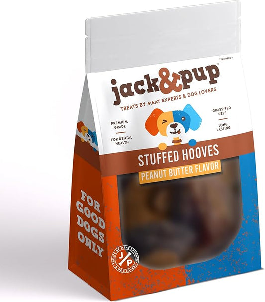 Jack&Pup Filled Cow Hooves for Dogs, Cow Hoofs for Dogs, Natural Dog Chews, Stuffed Bones (Peanut Butter Flavor) 5 Pack
