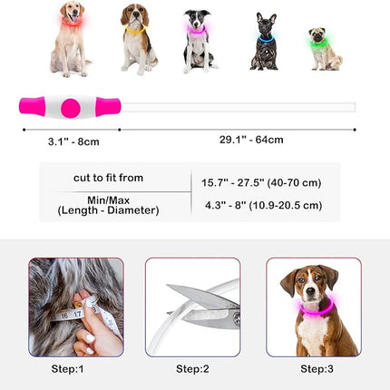 Light Up Dog Collar, USB Rechargeable Dlitk LED Dog Collar 1 Count, TPU Cuttable Glow Collar for Dogs, Dog Light for Large Medium Dogs Walking at Night (Pink)