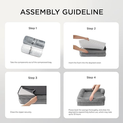 Bedsure XL Plus Orthopedic Dog Bed for Extra Large Dogs - Washable XLarge Dog Cat Bed Waterproof, Comfort Dogs Couch Sofa with Washable Removable Cover, Pet Bed with Nonskid Bottom, Grey, 48"