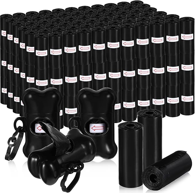 Teling 3000 Count Dog Poop Bags Pet Waste Bags for Poop with 3 Dispensers for Home, Outdoor, Puppy Walking, and Travel, 12 x 8.6 Inch(Black)
