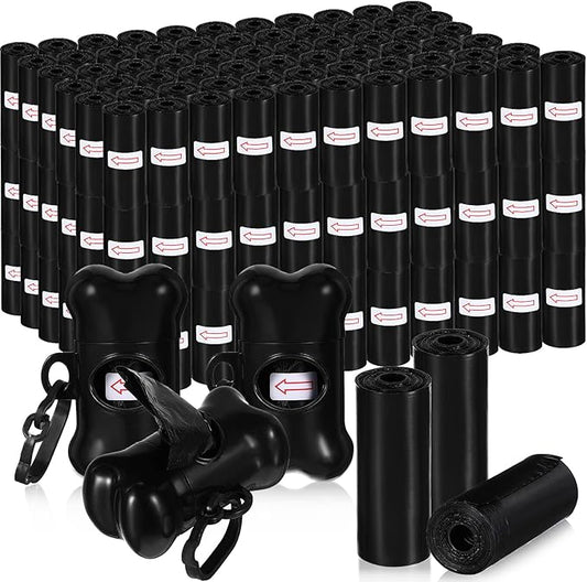 Teling 3000 Count Dog Poop Bags Pet Waste Bags for Poop with 3 Dispensers for Home, Outdoor, Puppy Walking, and Travel, 12 x 8.6 Inch(Black)