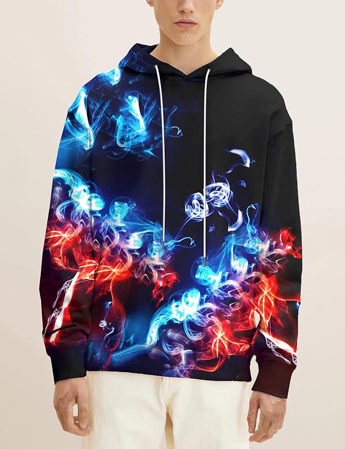 Yasswete Unisex Adults 3D Printed Fashion Hoodies for Men Women Pullover Novelty Sweatshirts with Big Pockets