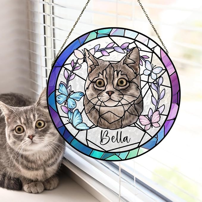 Custom Dog Portrait Stained Glass Light Catcher, Pet Memorial Stained Glass Photo Light Catcher, Staineds Glass Dog Memorial, Loss of Dogs Sympathy Gift Personalized, Pet Loss Gift /2