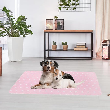 PUPTECK Washable Pee Pads for Dogs - Waterproof Reusable Puppy Potty Training Pads Whelping Mat - Fast Absorption Non-Slip Pet Food Feeding Mat (Pink, 36x72 Inch (Pack of 2))