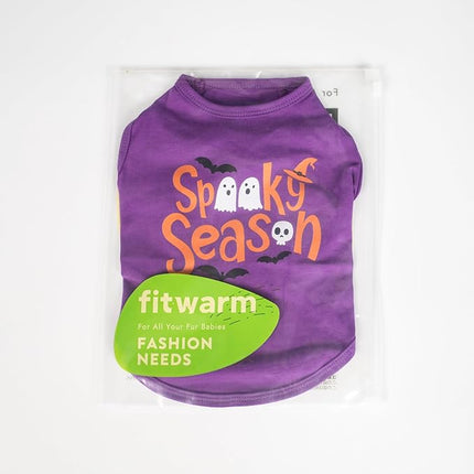 Fitwarm Halloween Spooky Season Dog Shirt, Funny Dog Clothes for Small Dogs Boy Girl, Holiday Doggy Tank Top, Pet Outfit, Purple, Orange, Medium