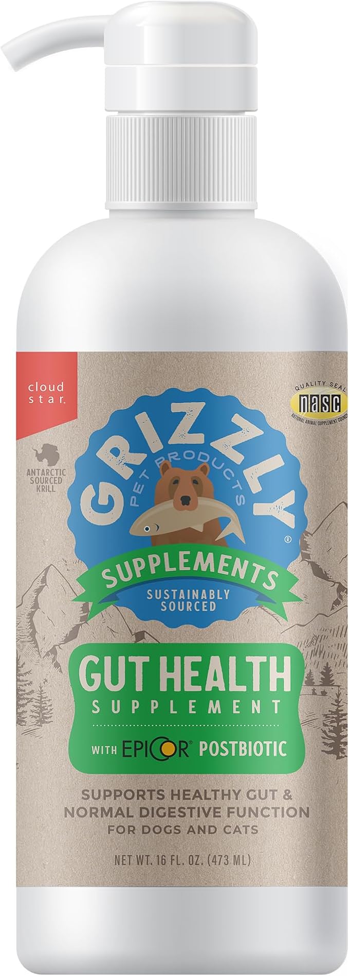 Grizzly Gut Health Supplement Liquid, 16 oz. Bottle