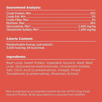 BIXBI Hip & Joint Support Beef Lung Jerky Dog Treats, 5 oz - USA Made Grain Free Dog Treats - Glucosamine, Chondroitin for Dogs - High in Protein, Antioxidant Rich, Whole Food Nutrition, No Fillers