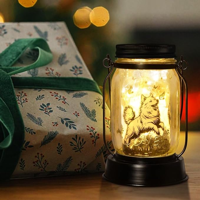 kyoryuger Samoyed Gifts for Women/Men Samoyed Dog Solar Lanterns Mom Birthday Dog Lovers Lantern Pet Loss Pet Memorial Lights Solar Garden Decoration for Yard, Patio,Backyard,Porch Torches