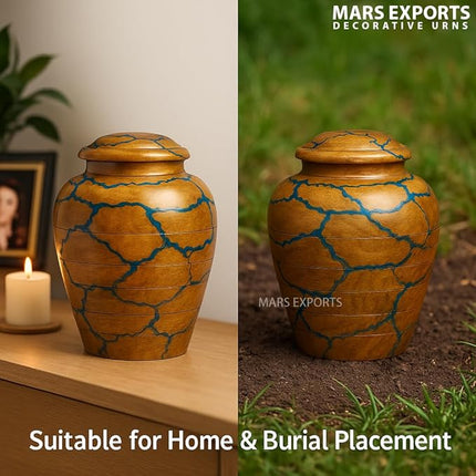 Handcrafted Decoarative Wooden Urn for Human Ashes Adult Male Female, Wooden Urn Box for Pets, Memorial Urn, Funeral Cremation Urn Jar Wooden (Extra Large)