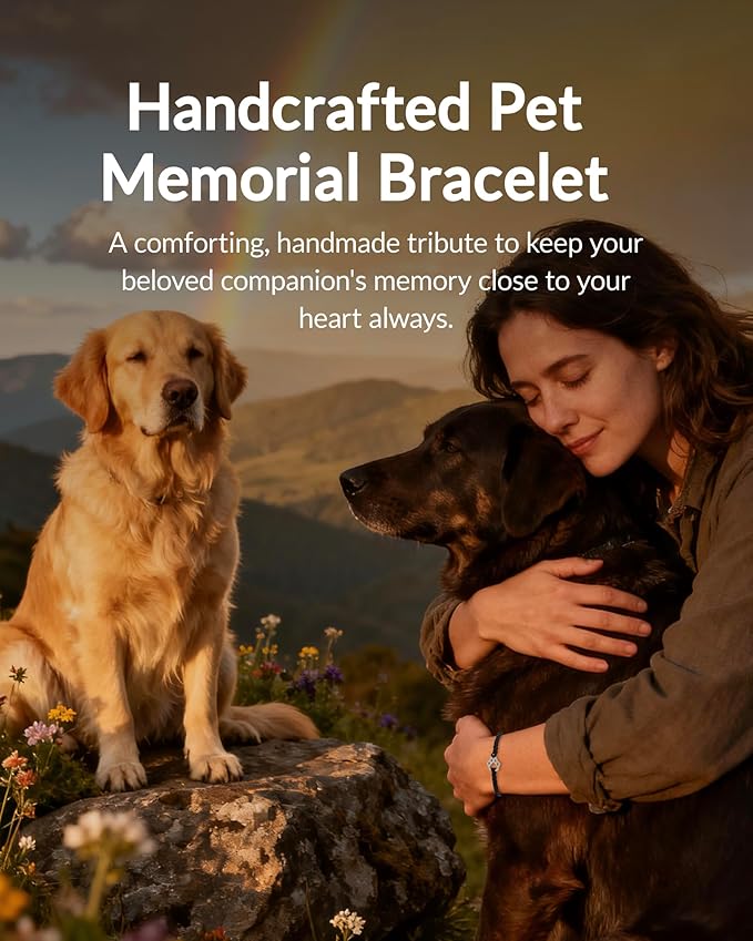 Pet Memorial Gifts for Loss of Dog, Paw Print Rainbow Sympathy Bridge Card Bracelet for Beloved Dog Cat, Pet Died Cats Death Dogs Lost Memorial Bracelet Women Men Pass Away Bereavement Thoughtful Gift