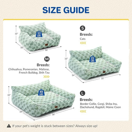 Large Dog Bed Sofa, Fluffy Pet Bed for Medium and Large Dogs, Supportive Dog Couch Sofa for Dogs, Pet Sofas with Washable Cover & Non-Slip, 38 inch, Green