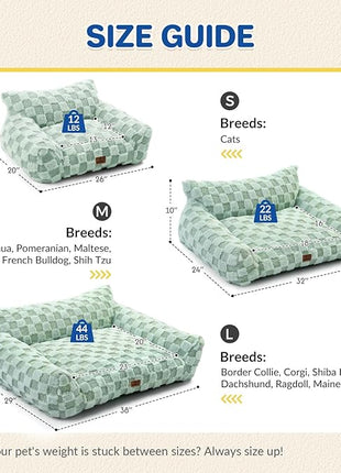 Cat Bed Cats Couch for Puppy and Kitten, Fluffy Pet Couch Small Dog Sofa Bed, Supportive Cat Sofa for Indoor Cats, Washable Cover & Non-Slip, 26 inch, Green