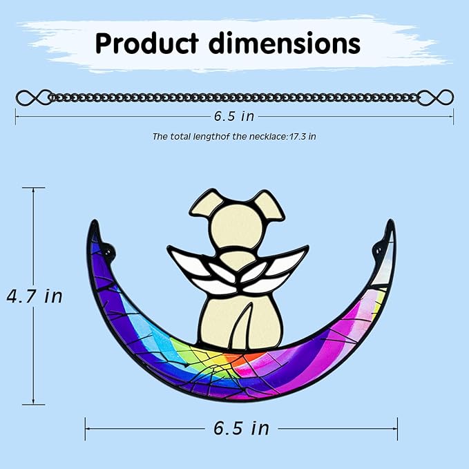 Stained Glass Dog Memorial Gifts,Dog Angel Memorial Suncatcher,Pet Memorial Gifts for Dogs,Rainbow Bridge Loss of Dog Sympathy Gifts with Card,Idea for Dog Lovers