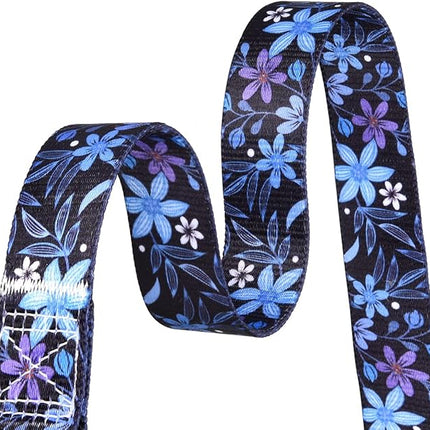 Dog Collar with Bohemia Floral Tribal Geometric Patterns - Soft Ethnic Style Collar Adjustable for Small Medium Large Dogs(Floral Blue,M)