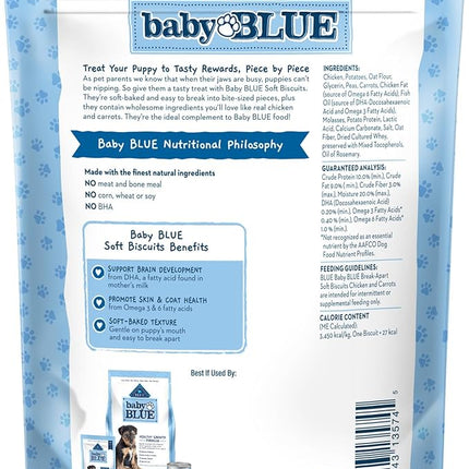 Blue Buffalo Baby Blue Soft Biscuits with DHA, Natural Dog Treats for Puppies, Great for Training, with Chicken & Carrots, 8-oz Bag