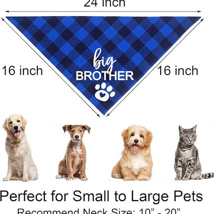 Big Brother Dog Bandana, Plaid Pregnancy Announcement Dog Bandanas for Dogs (Blue, Big Brother)