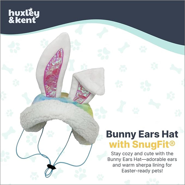 Huxley & Kent Pet Hat for Dogs & Cats - Cute Easter Costume Hat with SnugFit Adjustable Straps - Soft Cap for Spring, Photos & Parties - Bunny Ears, Large