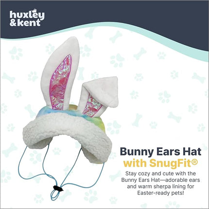 Huxley & Kent Pet Hat for Dogs & Cats - Cute Easter Costume Hat with SnugFit Adjustable Straps - Soft Cap for Spring, Photos & Parties - Bunny Ears, Small