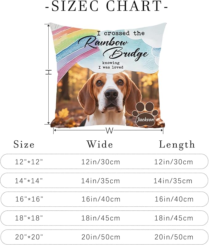 Custom Picture Pet Memorial Pillow, Personalized Dog Memorial Gifts for Loss of Dog, Sympathy Gift for Dog Bereavement & Remembrance Pillowcase (Style E)