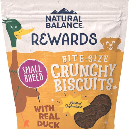 Natural Balance Limited Ingredient Rewards Crunchy Biscuits, Bite-Size Grain-Free Dog Treats for Small-Breed Dogs, Made with Real Duck, 8 Ounce (Pack of 1)
