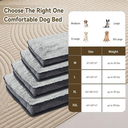 Dog Bed for Medium, Small Dogs Breeds, Deluxe Plush Dog Crate Beds, Comfy Kennel Pad, Pet Sleeping Mat, Waterproof, Removable and Machine Washable Cover & Non-Slip Bottom, 31"X25" Grey