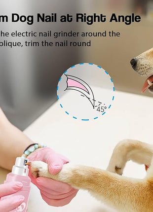Casfuy Dog Nail Grinder Upgraded - Professional 2-Speed Electric Rechargeable Pet Nail Trimmer Painless Paws Grooming & Smoothing for Small Medium Large Dogs & Cats