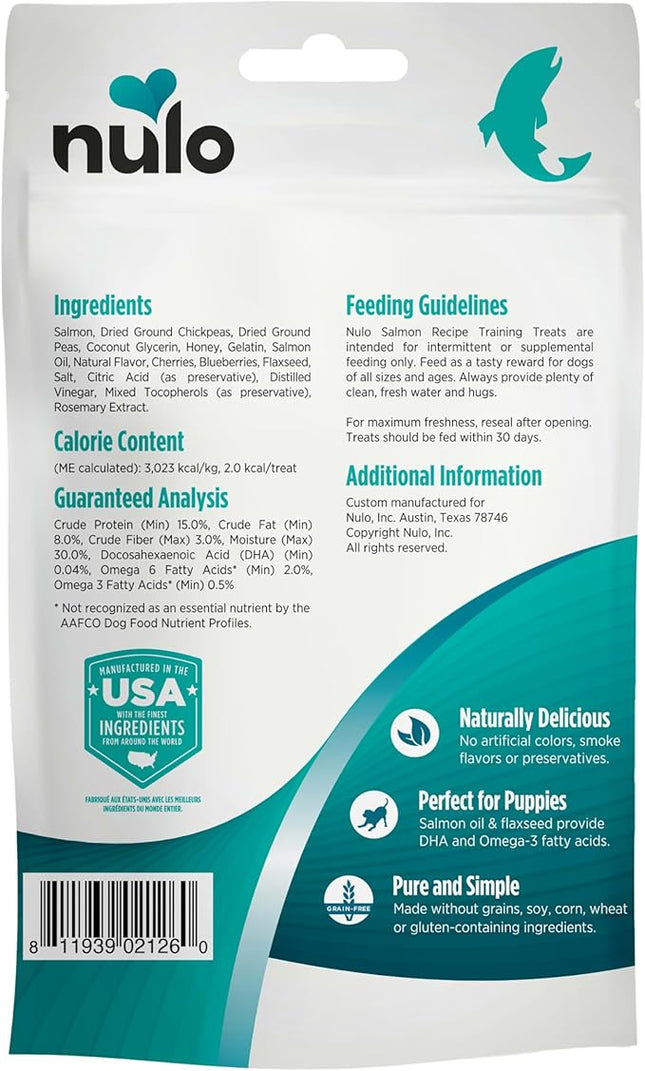 Nulo Trainers Salmon Recipe Grain-Free Low-Calorie Healthy Dog & Puppy Training Treats, 4 Ounce Pouch